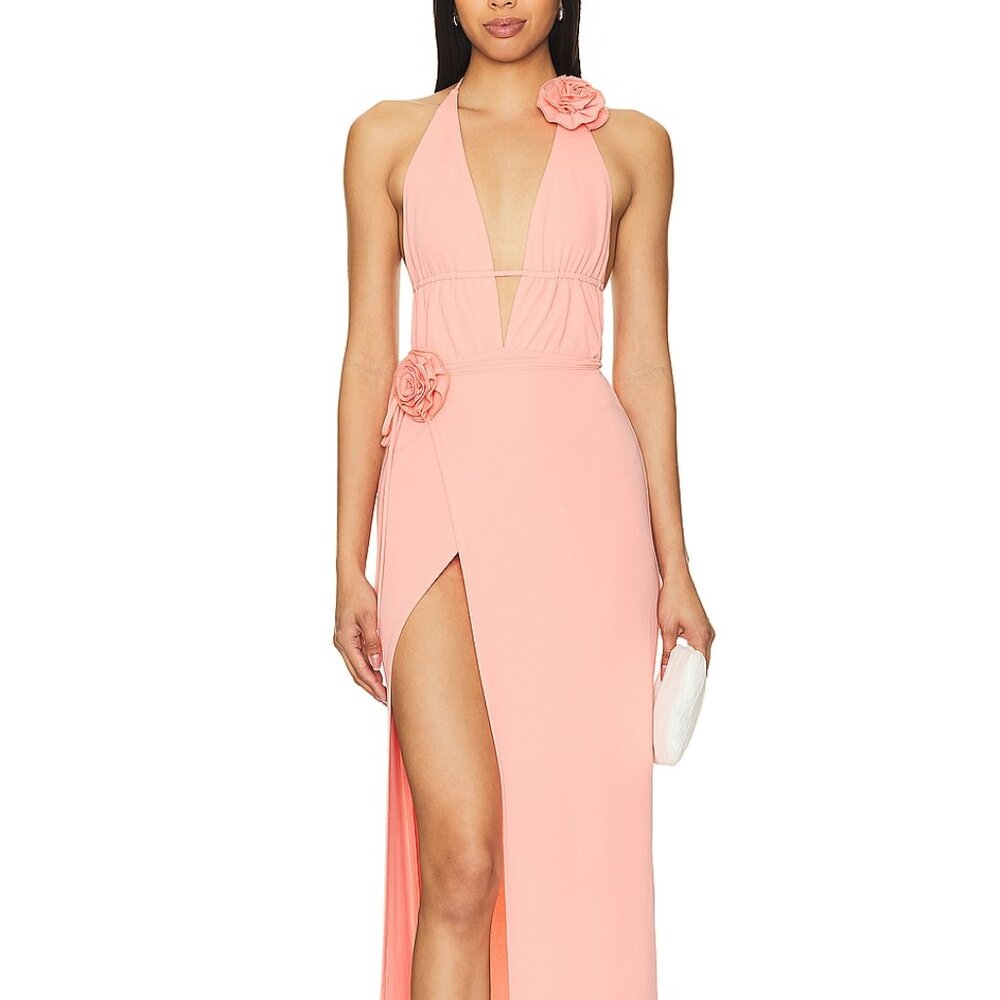 Elegant Pink Halter Dress